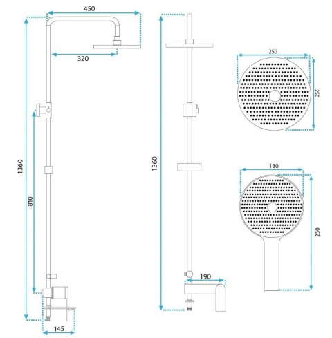 ZESTAW NATRYSKOWY MY2102-78GG VENETA ZŁOTY SZCZOTK