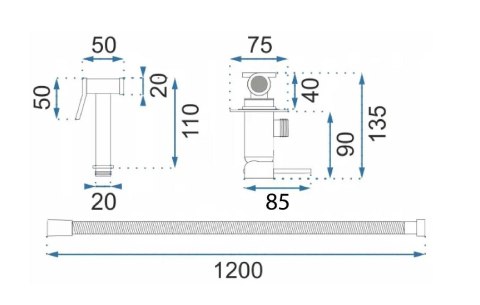BATERIA BIDETOWA PODTYN LOOP LUNGO DIAMOND ZŁOTA
