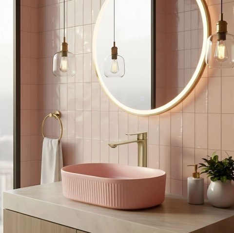 BATERIA UMYWALKOWA DROP ZŁOTA SZCZOTKOWANA WYSOKA