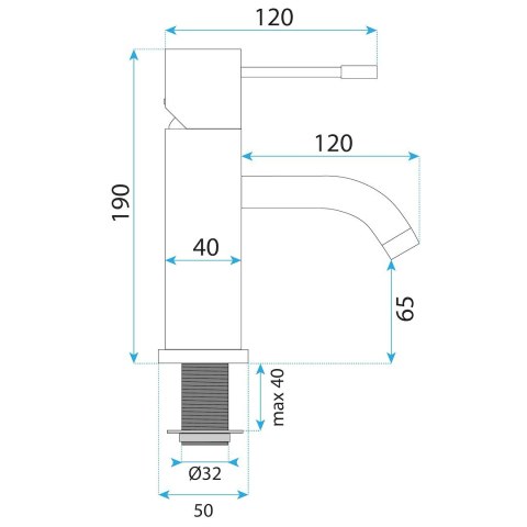 BATERIA UMYWALKOWA LUNGO DIAMOND MIEDŹ NISKA
