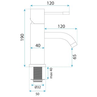 BATERIA UMYWALKOWA LUNGO DIAMOND ZŁOTA NISKA