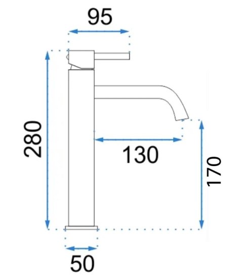BATERIA UMYWALKOWA LUNGO GRIP MIEDŹ SZCZOT WYSOKA