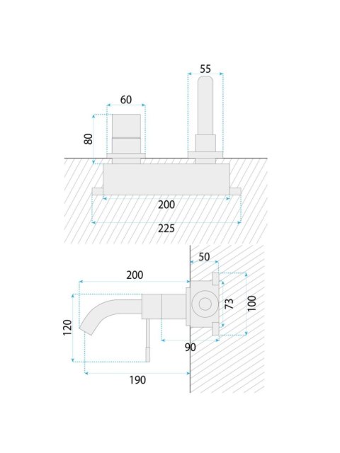BATERIA UMYWALKOWA PODTYN LUNGO DIAMOND CHROM+BOX
