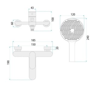 BATERIA WANNOWA DROP ZŁOTA SZCZOTKOWANA