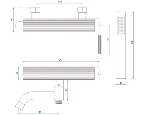 BATERIA WANNOWA JS-B34803BRG ARGON MIEDŹ SZCZOTKOW