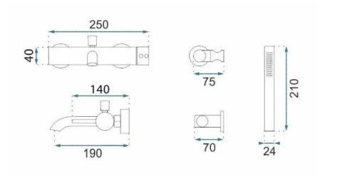 BATERIA WANNOWA LUNGO GRIP MIEDŹ SZCZOTKOWANA