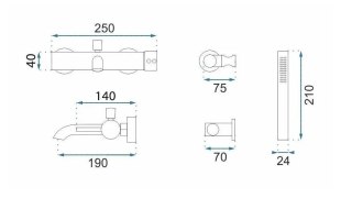 BATERIA WANNOWA LUNGO GRIP ZŁOTA SZCZOTKOWANA
