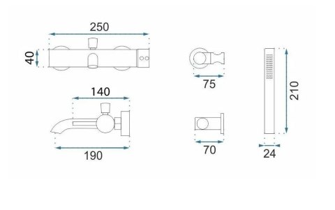 BATERIA WANNOWA LUNGO GRIP ZŁOTA SZCZOTKOWANA