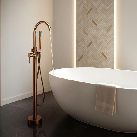 BATERIA WANNOWA PODŁOGOWA LUNGO MIEDŹ SZCZOTKOWANA