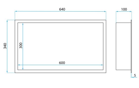 PÓŁKA WNĘKOWA 10 30x60x10 MIEDŹ SZCZOTKOWANA