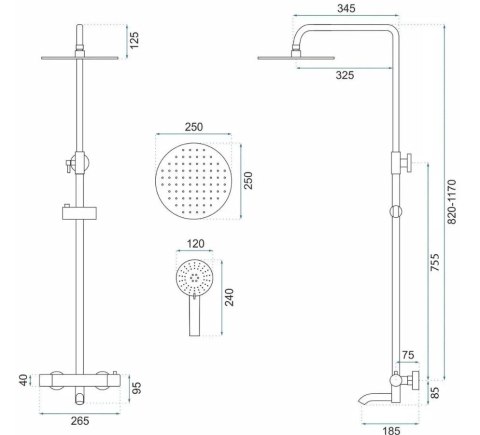 ZESTAW NATRYSKOWO-WANNOWY LUNGO TYTAN TERMOSTAT