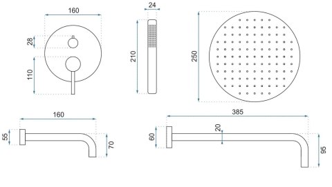 ZESTAW NATRYSKOWO-WANNOWY Z WYLEWKĄ LUNGO TYTAN
