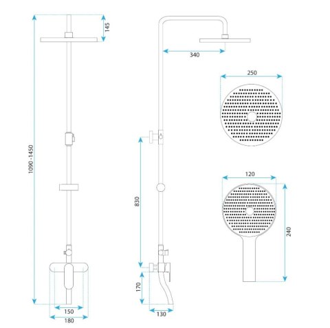 ZESTAW NATRYSKOWY DROP ZŁOTY SZCZOTKOWANY