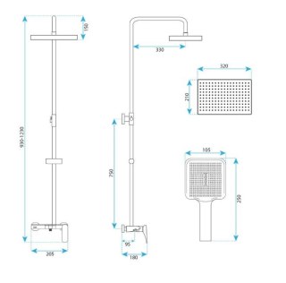 ZESTAW NATRYSKOWY JOE ZŁOTY SZCZOTKOWANY