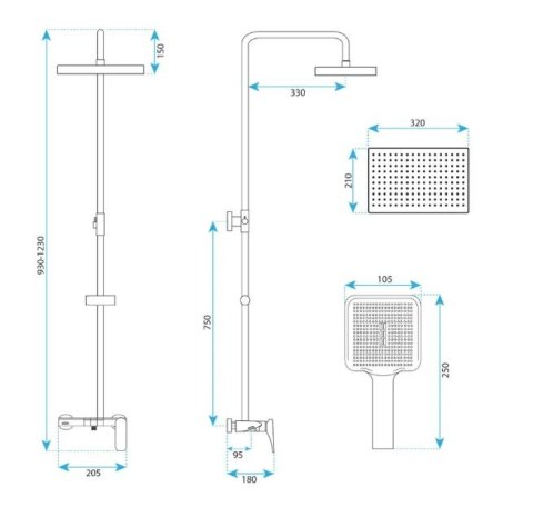 ZESTAW NATRYSKOWY JOE ZŁOTY SZCZOTKOWANY