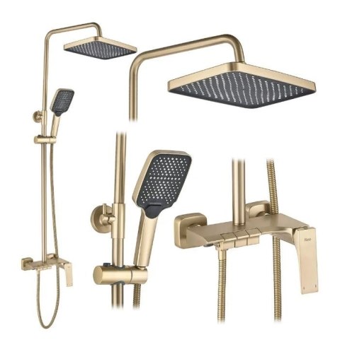 ZESTAW NATRYSKOWY JOE ZŁOTY SZCZOTKOWANY