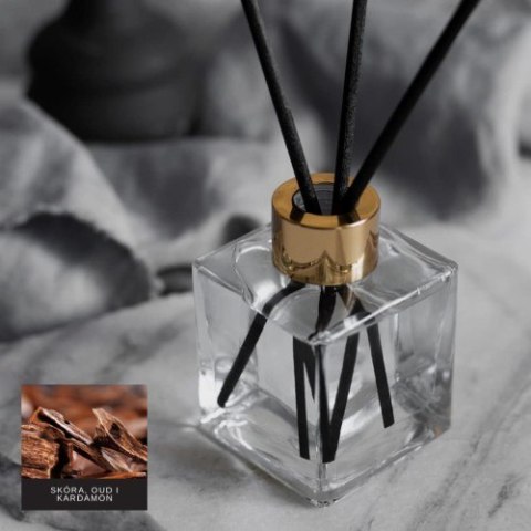 Dyfuzor zapachowy Skóra, oud i kardamon - dyfuzor z patyczkami 100 ml