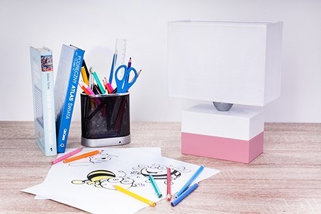 Lampa stołowa Colorato różowo-biała