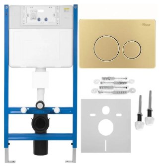 STELAŻ PODT WC K011A-Q + PRZYCISK I BRUSH GOLD