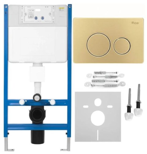STELAŻ PODT WC K011A-Q + PRZYCISK I BRUSH GOLD