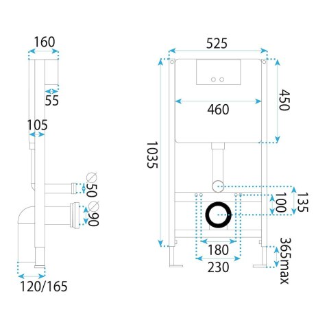 STELAŻ PODT WC K011A-Q + PRZYCISK T BRUSH GOLD