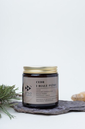 Świeca sojowa Cedr i białe piżmo - świeca sojowa zapachowa - 120 ml