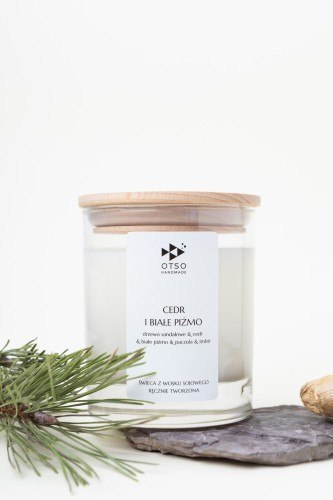 Świeca sojowa Cedr i białe piżmo - świeca sojowa zapachowa - 250 ml