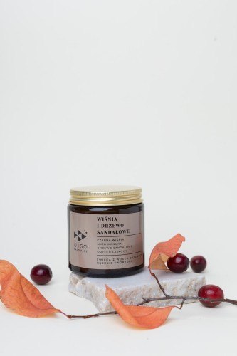Świeca sojowa Wiśnia i drzewo sandałowe - świeca sojowa zapachowa - 120 ml