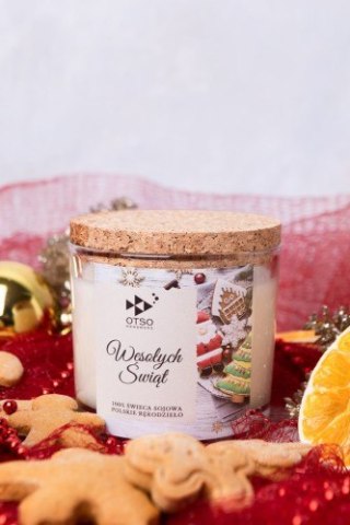 Świeca świąteczna Wesołych świąt - świeca sojowa zapachowa - 250 ml