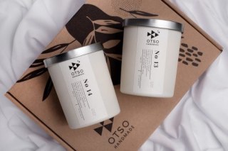 Zestaw 2 świec WHITE - zestaw prezentowy białe świece - zestaw świeca sojowa biała 280 ml