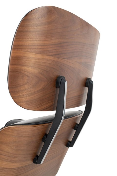 King Home Fotel LOUNGE HM XL czarny / orzech z podnóżkiem