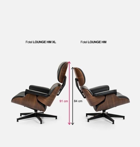King Home Fotel LOUNGE HM XL czarny / orzech z podnóżkiem