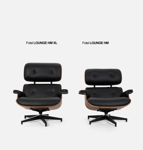King Home Fotel LOUNGE HM XL czarny / orzech z podnóżkiem