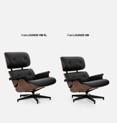 King Home Fotel LOUNGE HM XL czarny / orzech z podnóżkiem