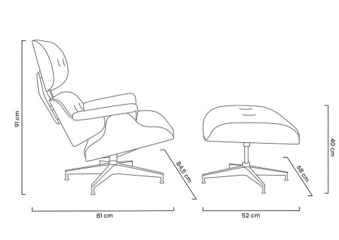 King Home Fotel LOUNGE HM XL czarny / orzech z podnóżkiem