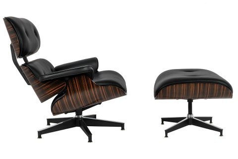 King Home Fotel LOUNGE HM czarny / heban z podnóżkiem