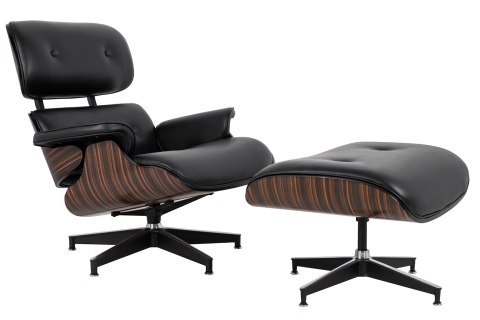 King Home Fotel LOUNGE HM czarny / heban z podnóżkiem