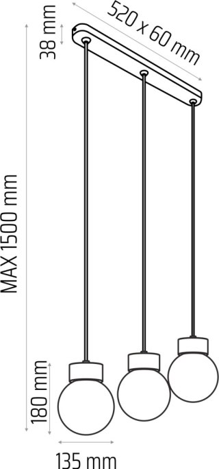 Lampa wisząca Barrel-Orb Kula 3pł dąb