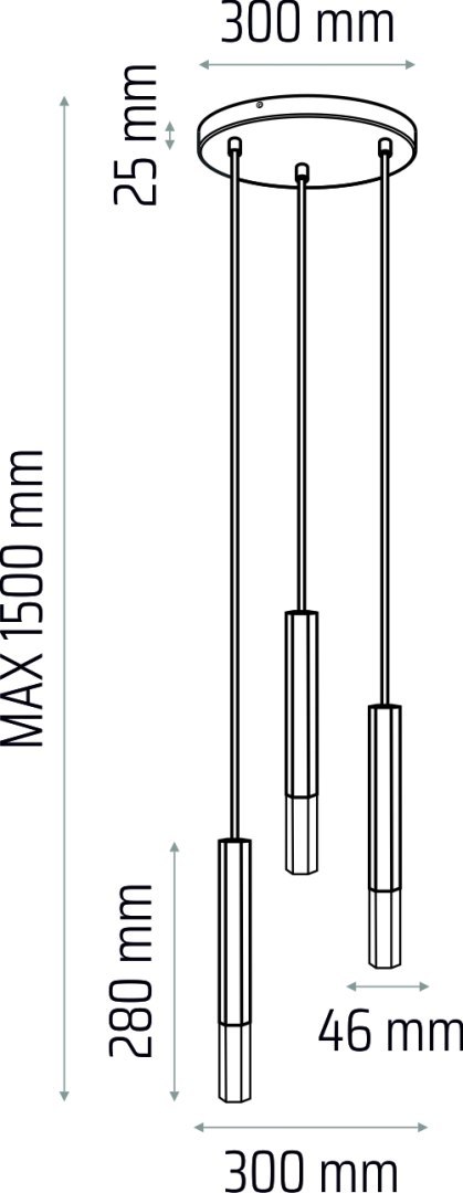 Lampa wisząca Madera2 Hexa 3pł (plafon) klosz szary