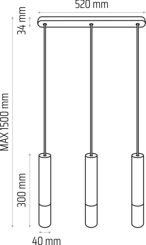 Lampa wisząca Madera2 klosz 3 pł czarny
