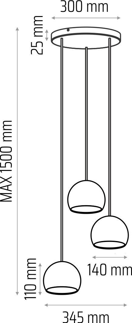 Lampa wisząca czarna Balli Kule 3pł (plafon)