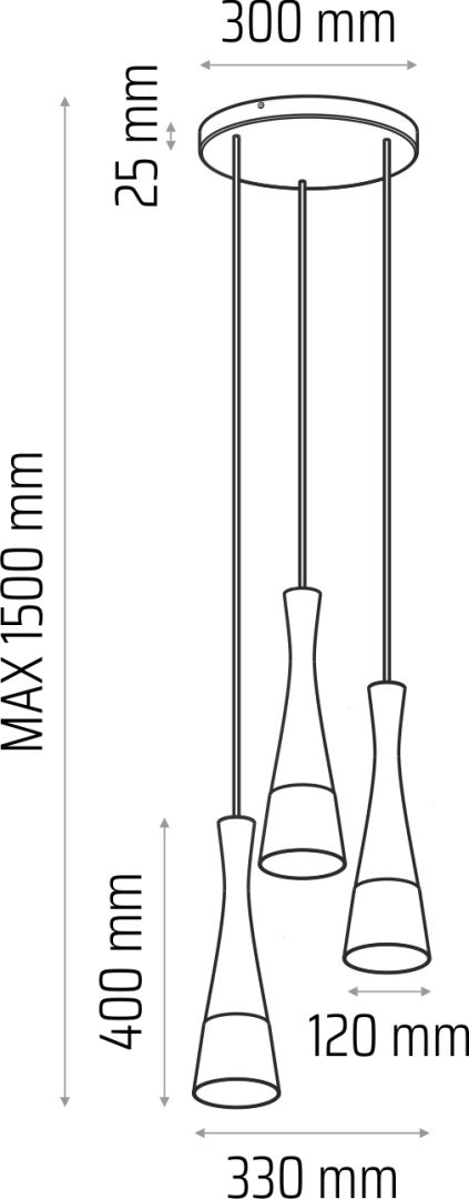 Lampa wisząca szara Vegas2 3pł (plafon)