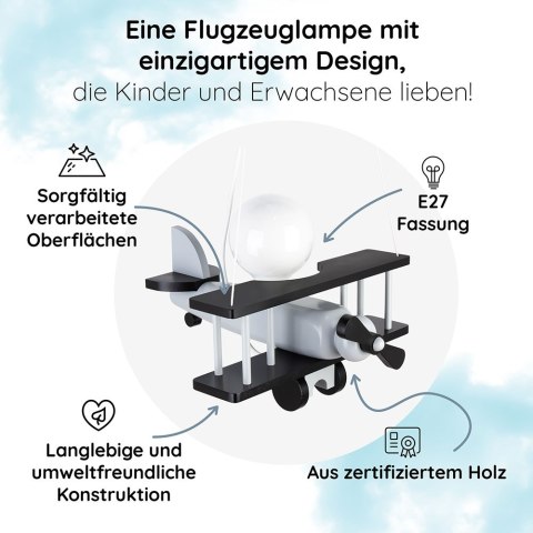 Lampa wisząca Samolot mały - szaro-czarny