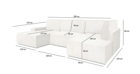 King Home Narożnik PILLOW C2 120 z funkcją spania - I grupa tkanin