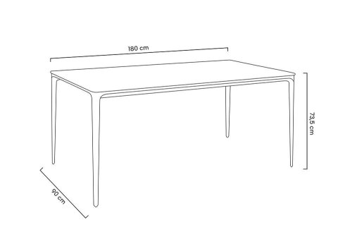 Stół SLIM 180x90 biały, czarny - ceramiczny marmur, aluminium