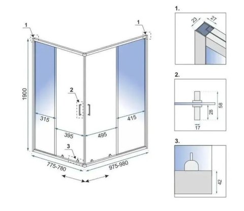 KABINA CITY BRUSH NIKIEL 80X100