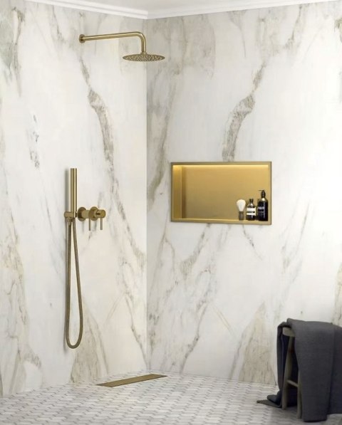 PÓŁKA WNĘKOWA LED 30x45x10 cm BRUSH GOLD