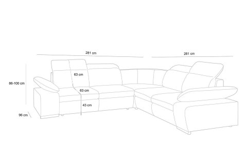Narożnik CONTINENTAL M z funkcją spania - I grupa tkanin