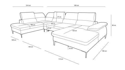 King Home Narożnik EDIE C2 z funkcją spania - I grupa tkanin