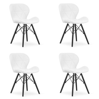 Krzesło LAGO ekoskóra - białe / nogi czarne x 4